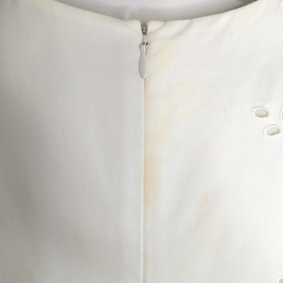 Stella McCartney Lace Eyelet Crew Neck Cotton Shift Mini Dress White 42 US 8 - Picture 12 of 17